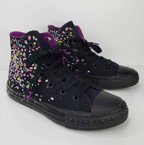 Converse Confetti Hi Top Black Canvas Sprinkles Of Color Sneakers sz 13 Junior. - Picture 1 of 12
